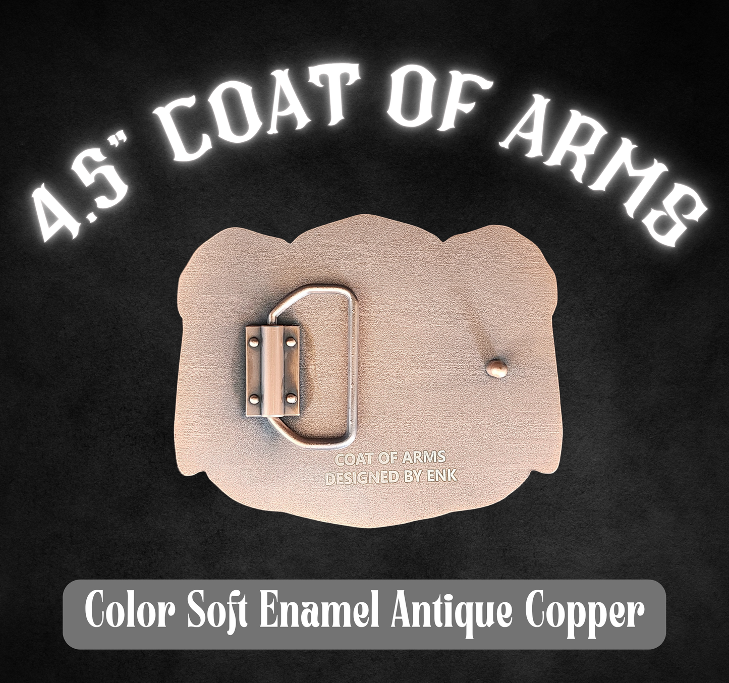 4.5" Coat of Arms Color Enamel Antique Copper